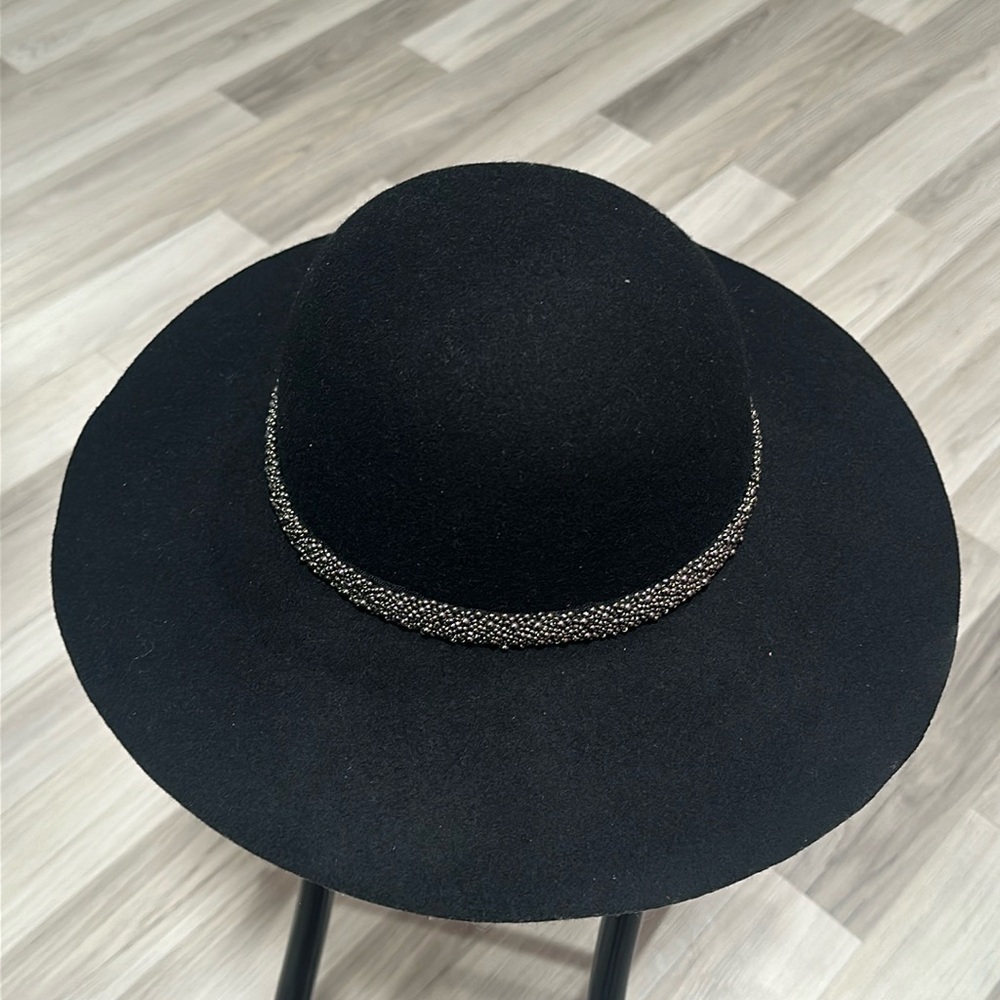 Kelly & Katie Black beaded floppy hat